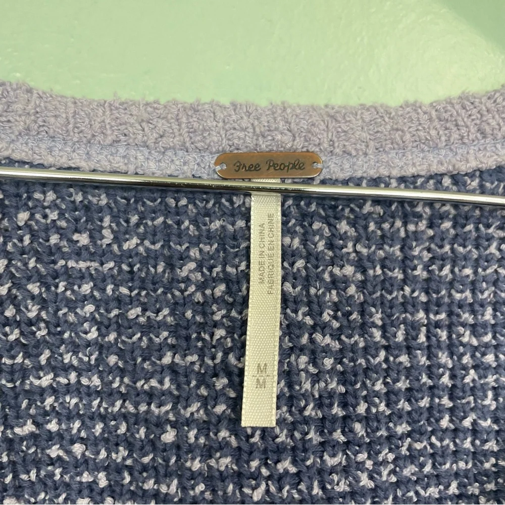 Free People High Low‎ V Neck Sweater Sweatshirt Pullover Cropped Purple Medium